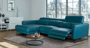 Teal Leather Sectional Sofa