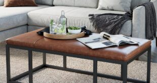 Rectangle Leather Ottoman Coffee Table