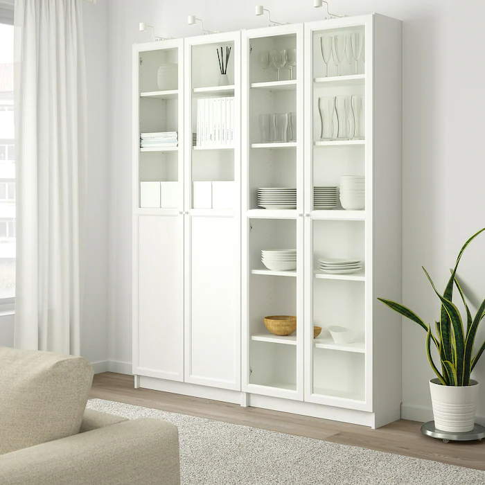 White Bookshelf With Glass Doors