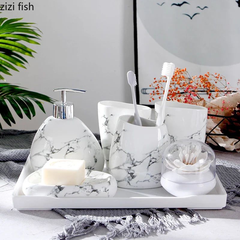 Elegant Marble Bathroom Accessories Set for a Luxurious Upgrade