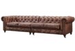 Brown Leather Tufted Sectional Sofa