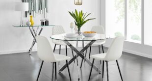 Modern Round Glass Dining Table Set