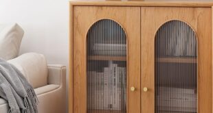 Wood Bookcase With Glass Doors