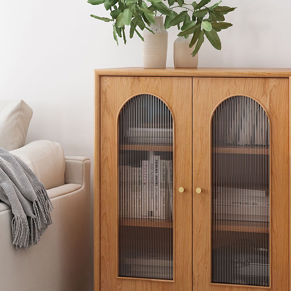 Wood Bookcase With Glass Doors