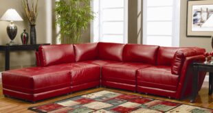 Contemporary Red Leather Sofa Set