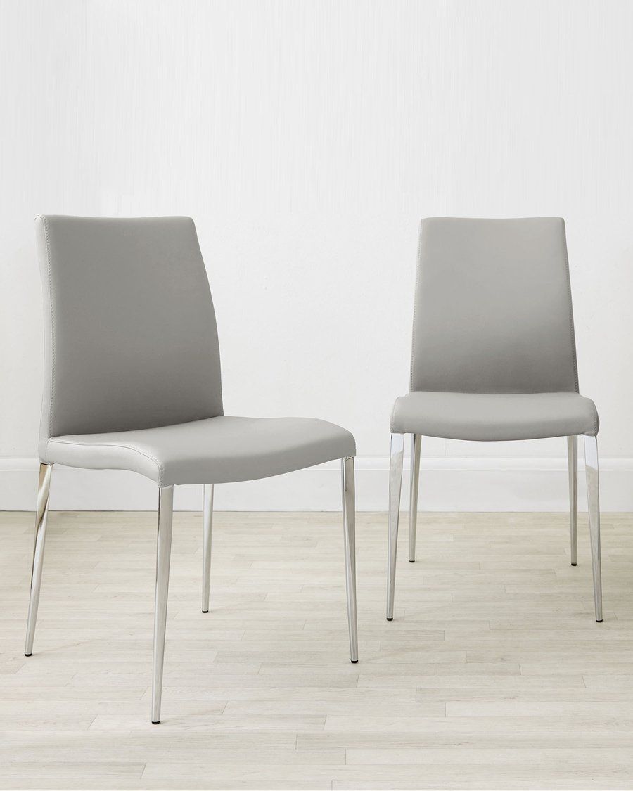 Sleek and Stylish Faux Leather Dining Chairs with Chrome Legs