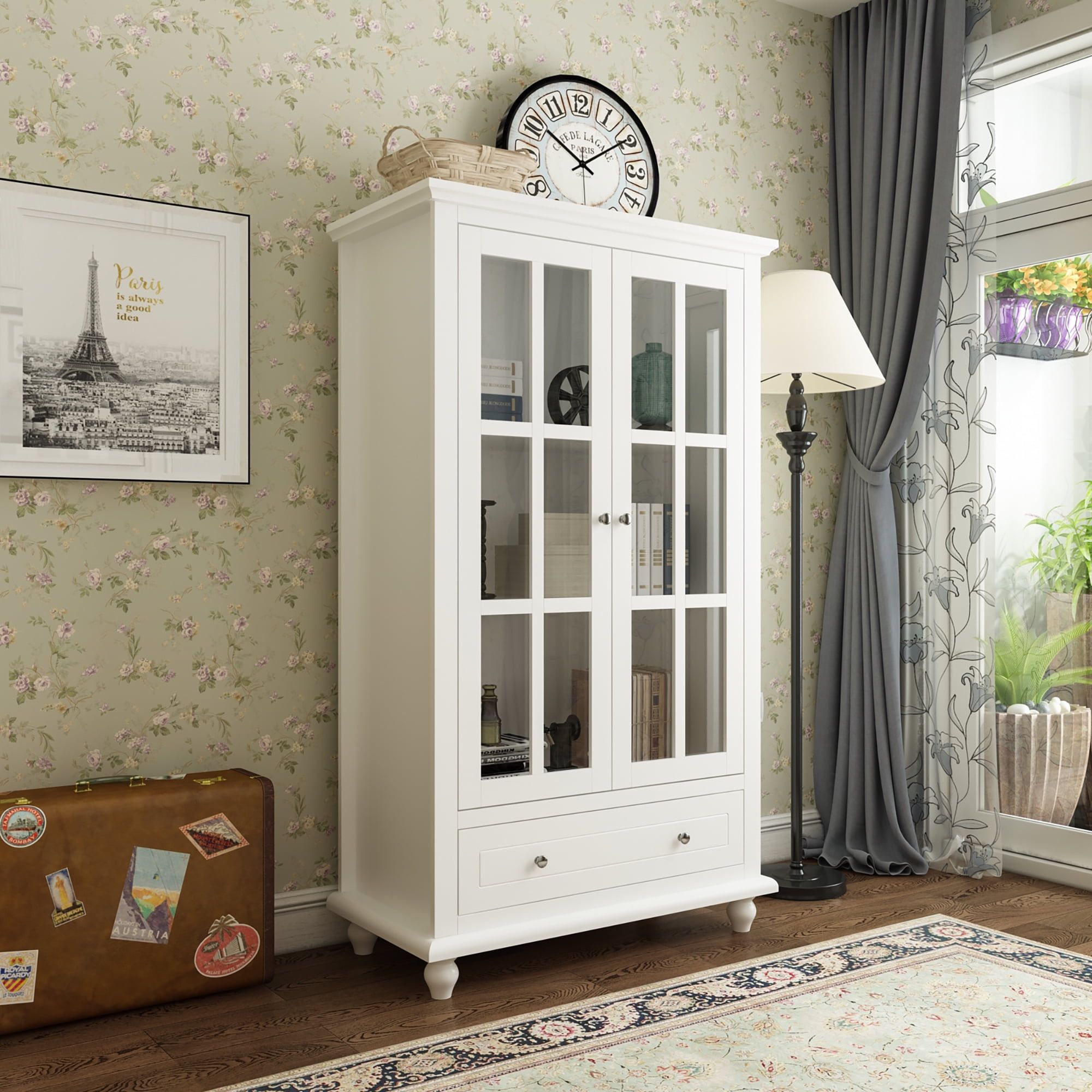 Elegant White Bookshelf with Glass Doors: A Stylish Storage Solution