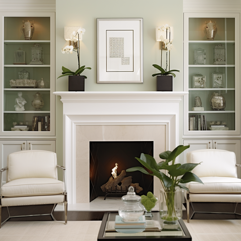 A Cozy Arrangement: Bookcases Flanking the Fireplace