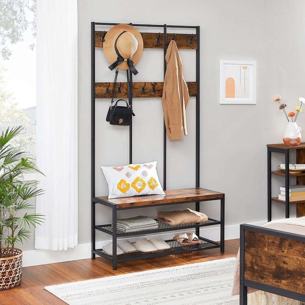 Wooden Shoe Rack With Seat