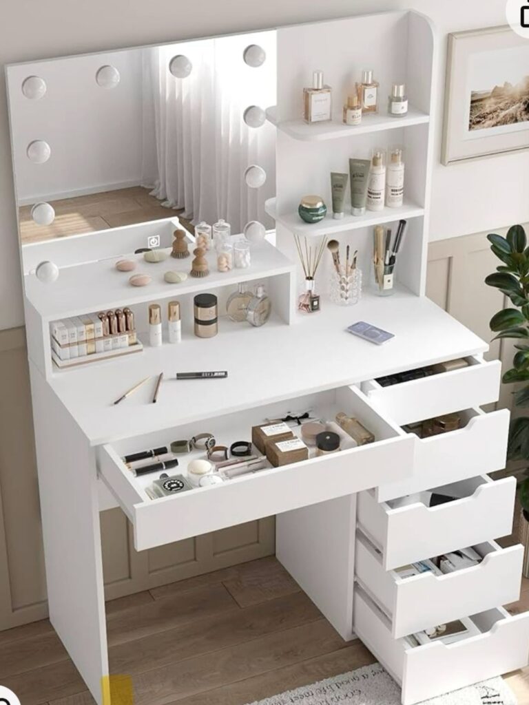 Vanity Desk With Mirror And Lights