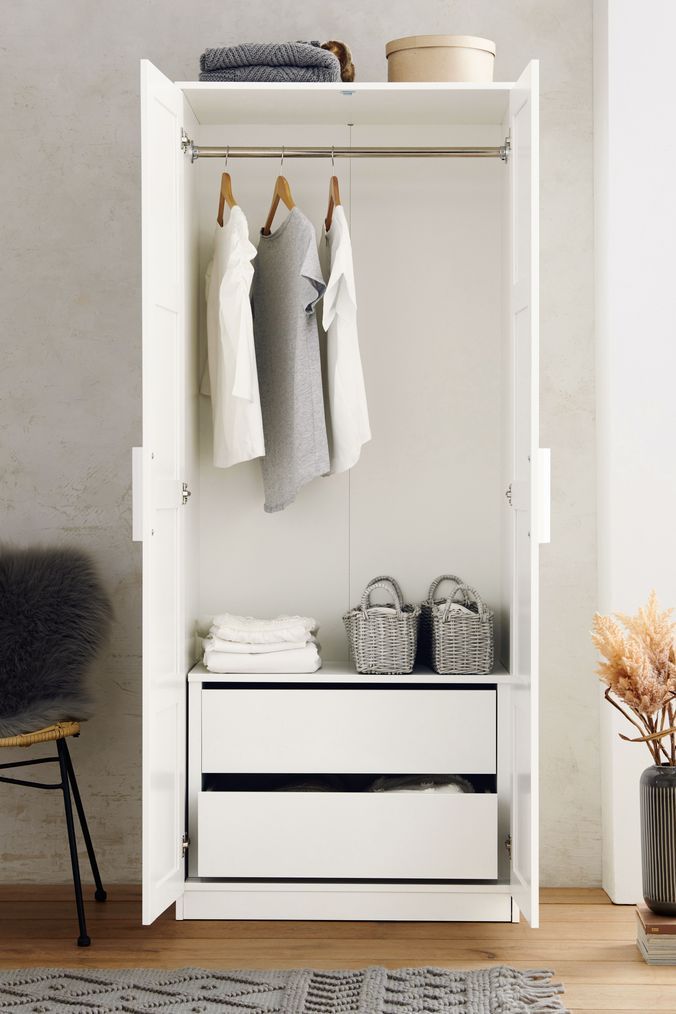 A Stylish Solution for Storage: The All-White Wardrobe with Drawers