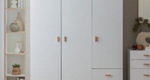 White Wooden Wardrobe With Drawers