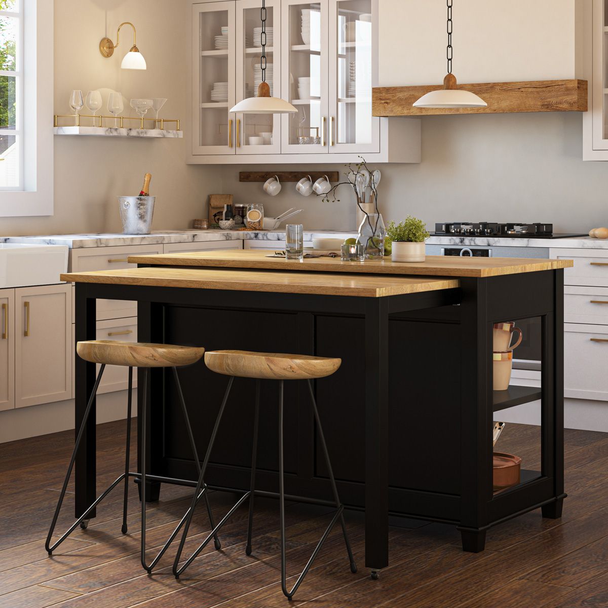 Compact Kitchen Island with Room for Sitting and Stashing