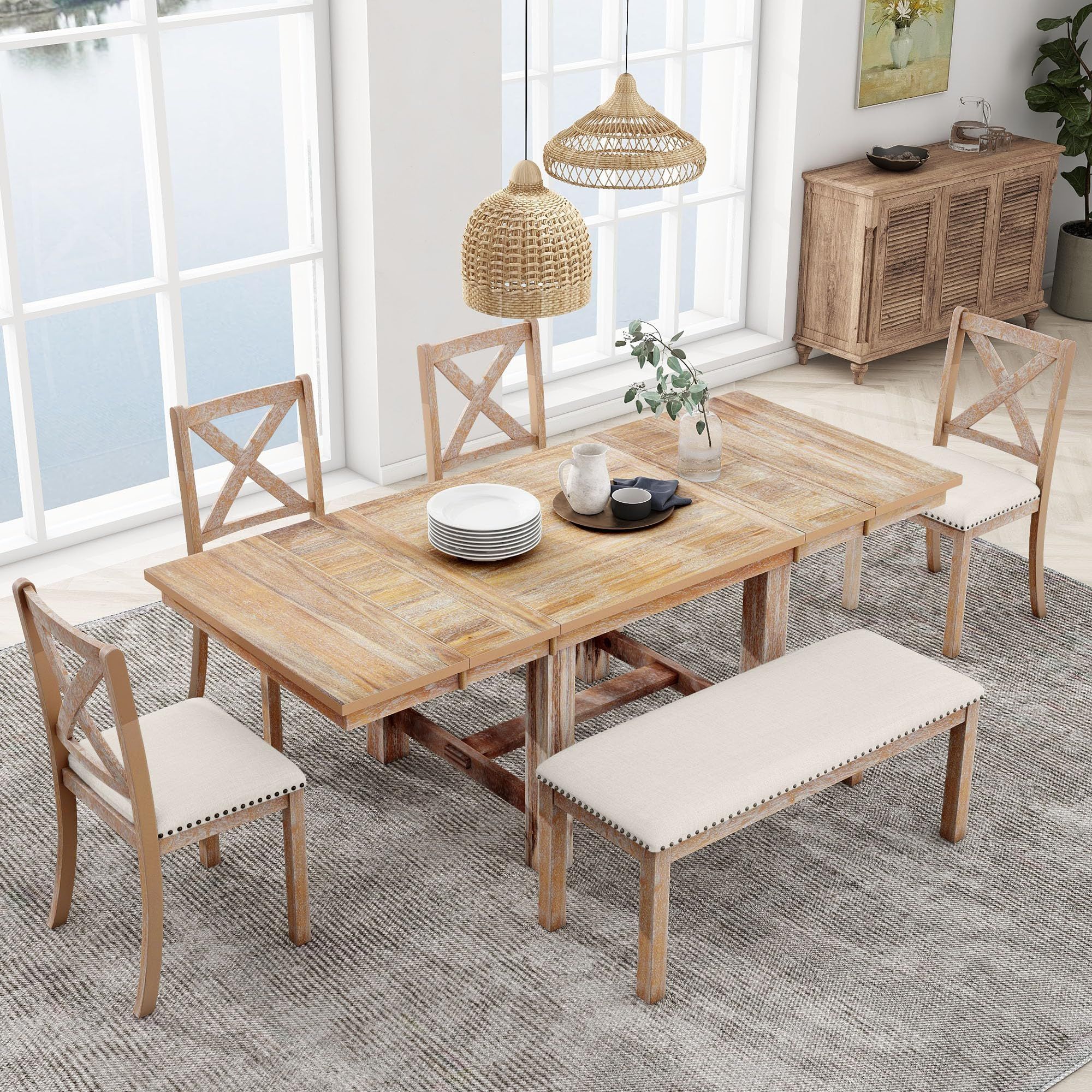 Complete Your Dining Experience with a Kitchen Table Set Featuring a Bench and Chairs