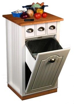 Convenient Kitchen Island Cart with Trash Bin