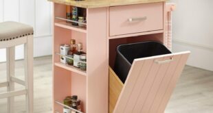 Kitchen Island Cart With Trash Bin