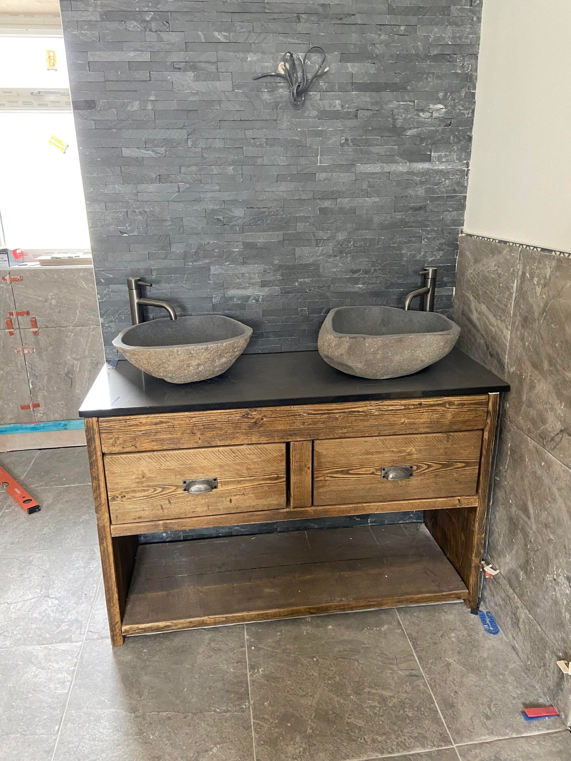 Elegant Bathroom Vanity Cabinets With Stone Tops