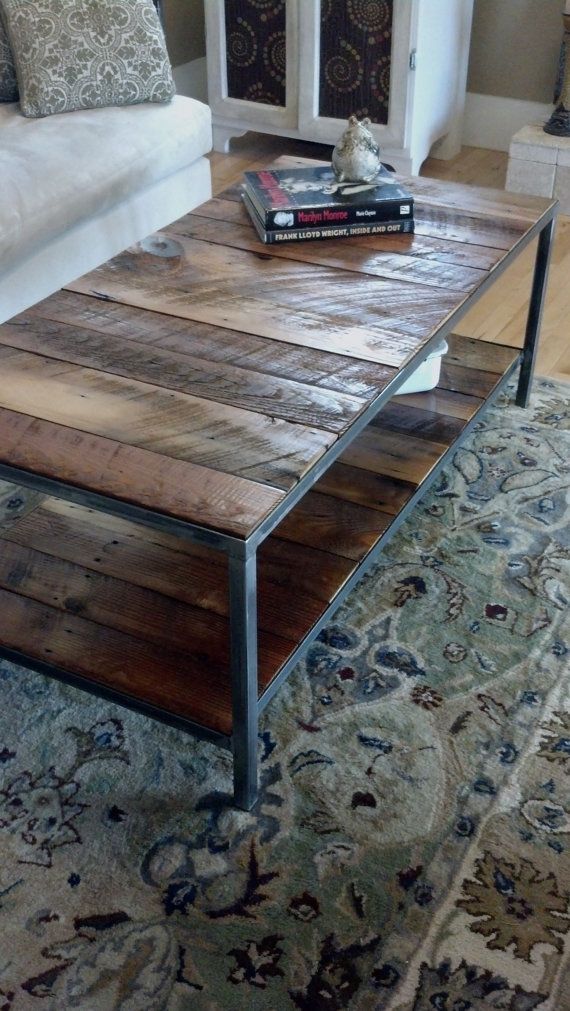 Elegant Reclaimed Wood Coffee Table with Sleek Metal Legs