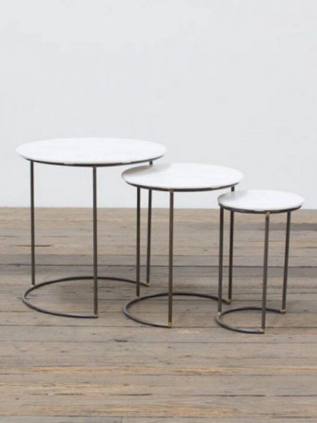 Elegant Round Nesting Tables with Luxurious Marble Tops