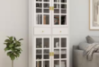 White Bookshelf With Glass Doors