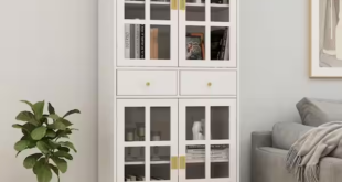 White Bookshelf With Glass Doors