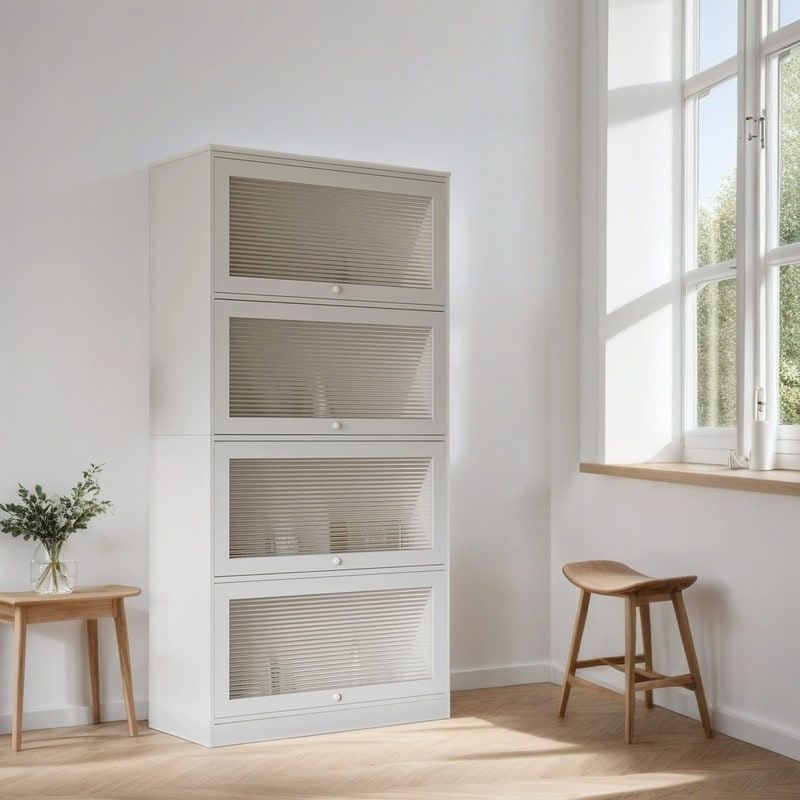 White Bookshelf With Glass Doors