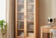 Wood Bookcase With Glass Doors