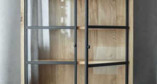 Wood Bookcase With Glass Doors