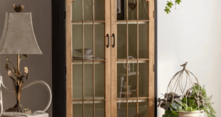 Wood Bookcase With Glass Doors