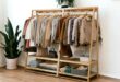 Wooden Clothes Rack With Shelves