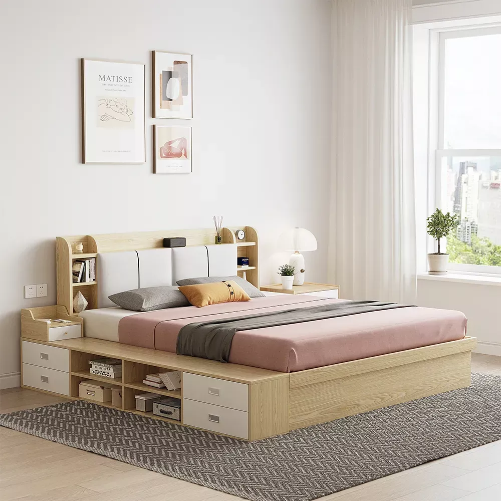 Elegant Wooden Double Beds With Ample Storage Drawers for a Chic Bedroom Upgrade