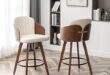 Wooden Swivel Bar Stools With Backs And Arms