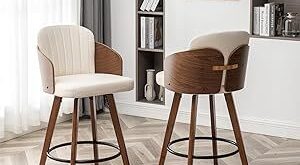 Wooden Swivel Bar Stools With Backs And Arms