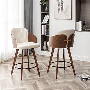 Elegant Wooden Swivel Bar Stools with Backs and Arms: The Perfect Addition to Your Kitchen or Bar Area