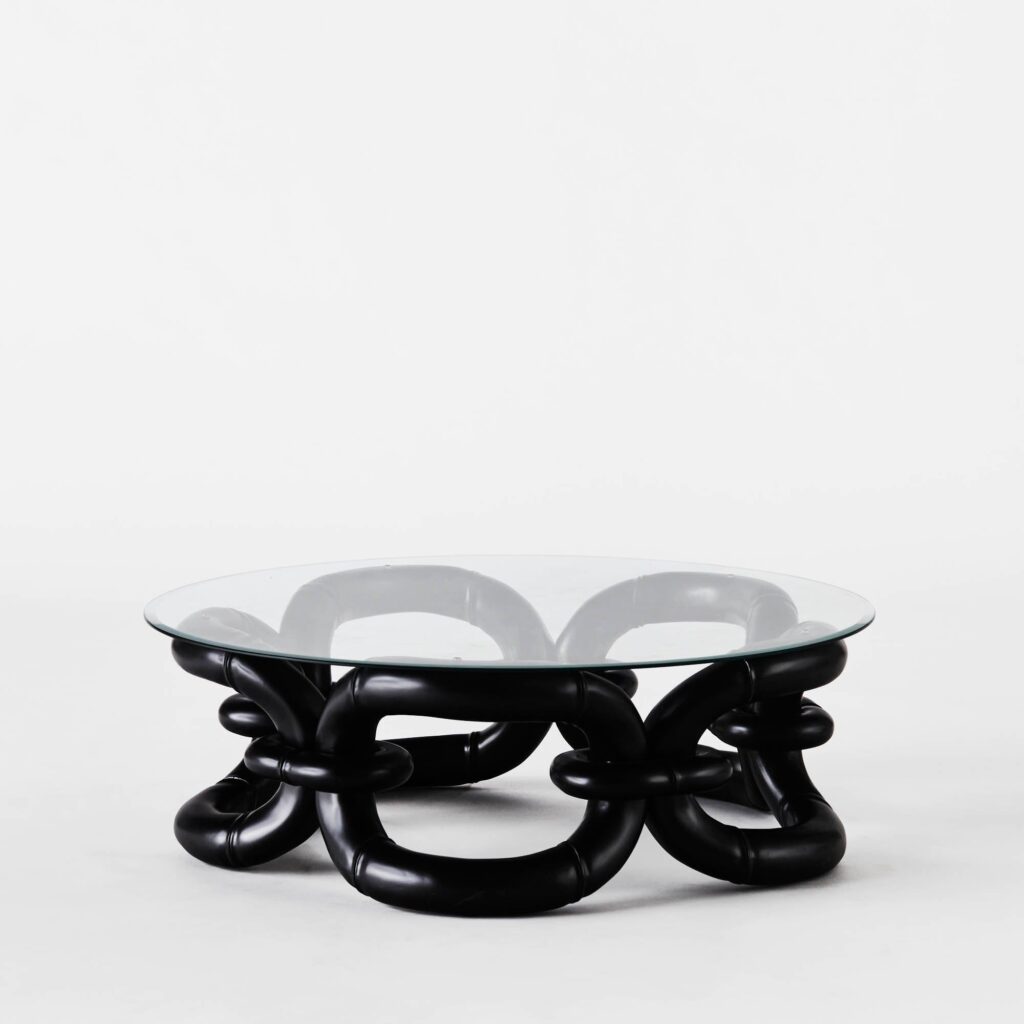 Round Black Glass Coffee Table