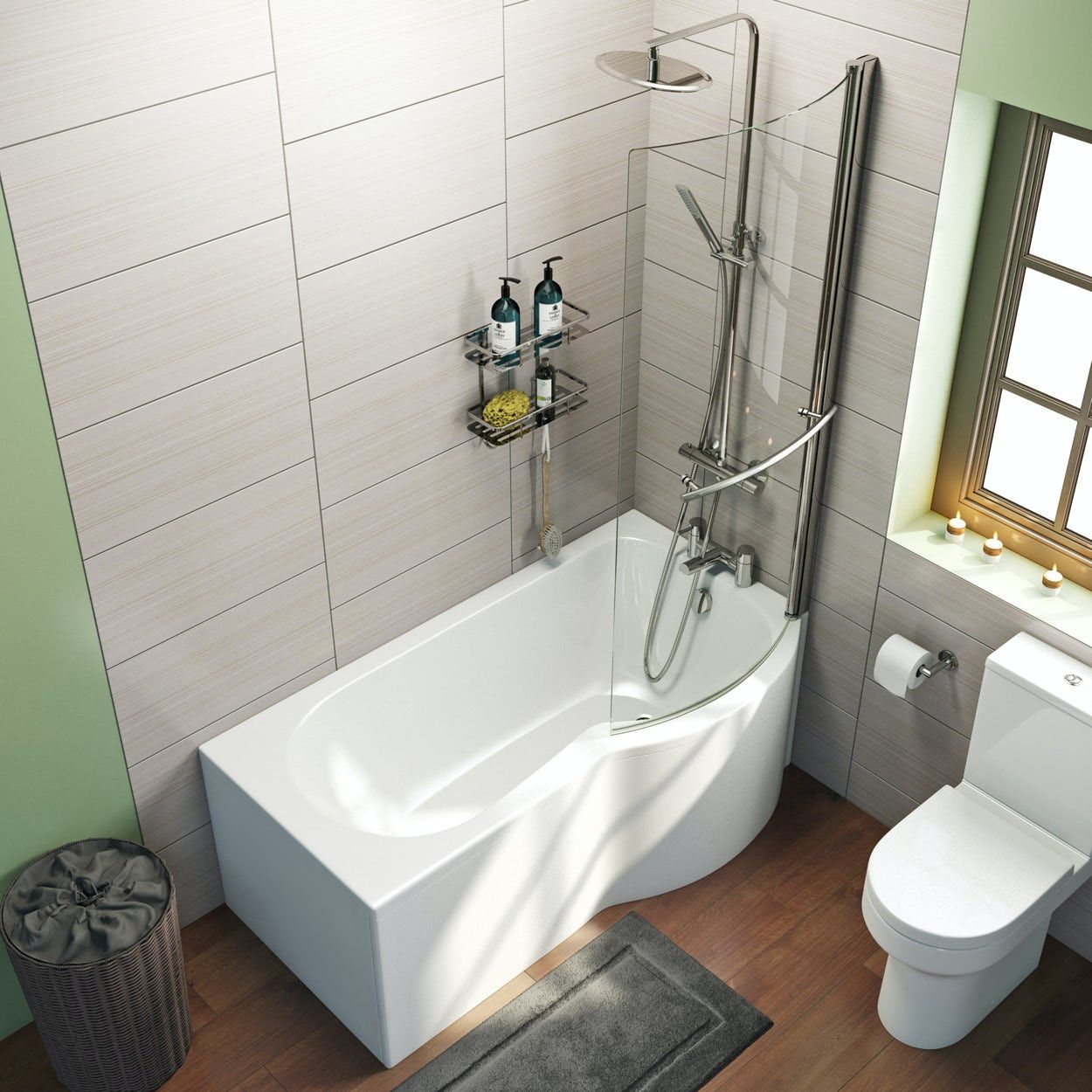 Enhance Your Bathroom with P Shaped Shower Bath Suites