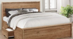 Wooden King Size Bed Frame With Drawers