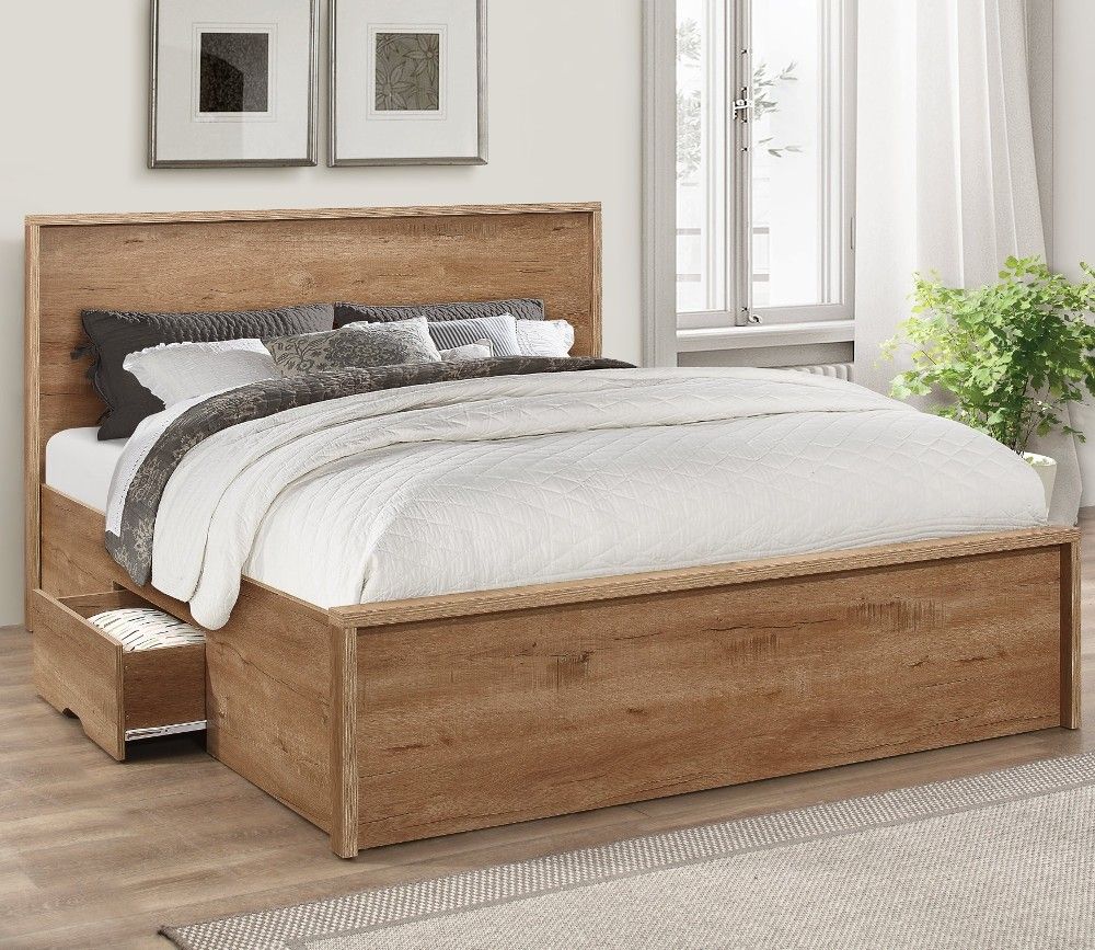 Wooden King Size Bed Frame With Drawers