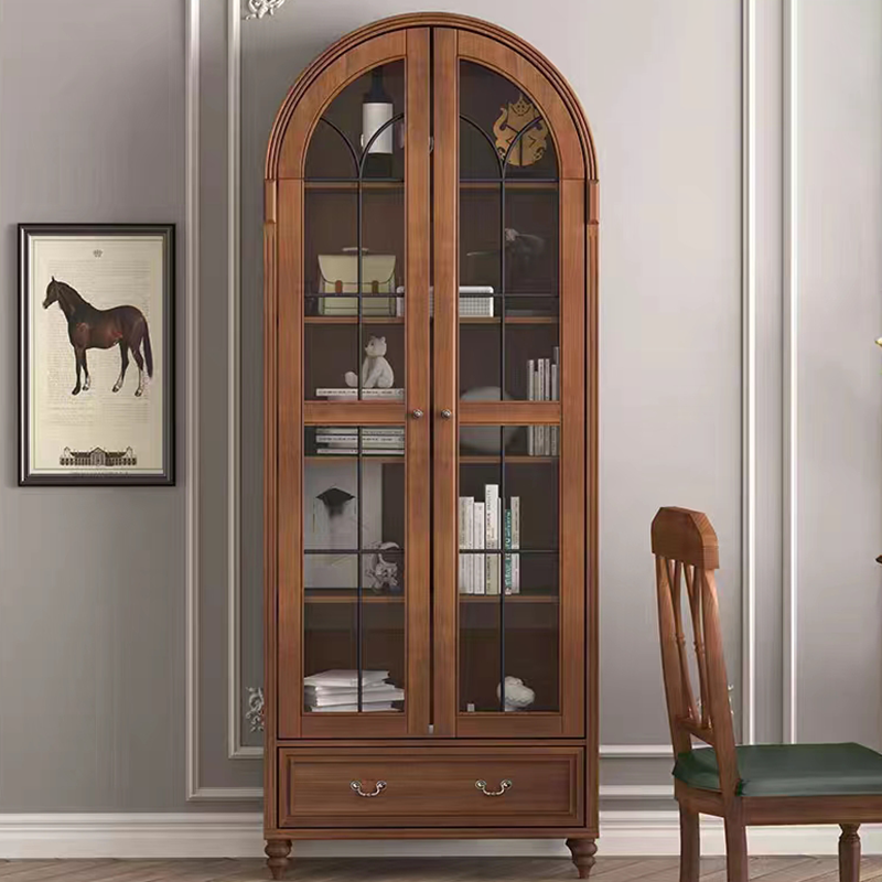 Enhance Your Space with a Stylish Wood Bookcase Featuring Glass Doors