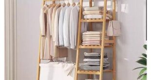 Wooden Clothes Rack With Shelves