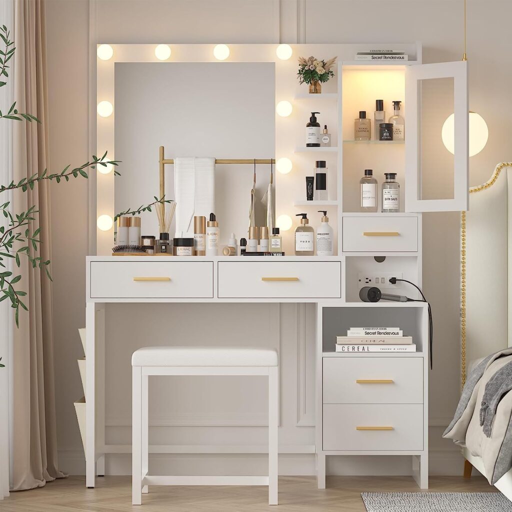 Vanity Desk With Mirror And Lights