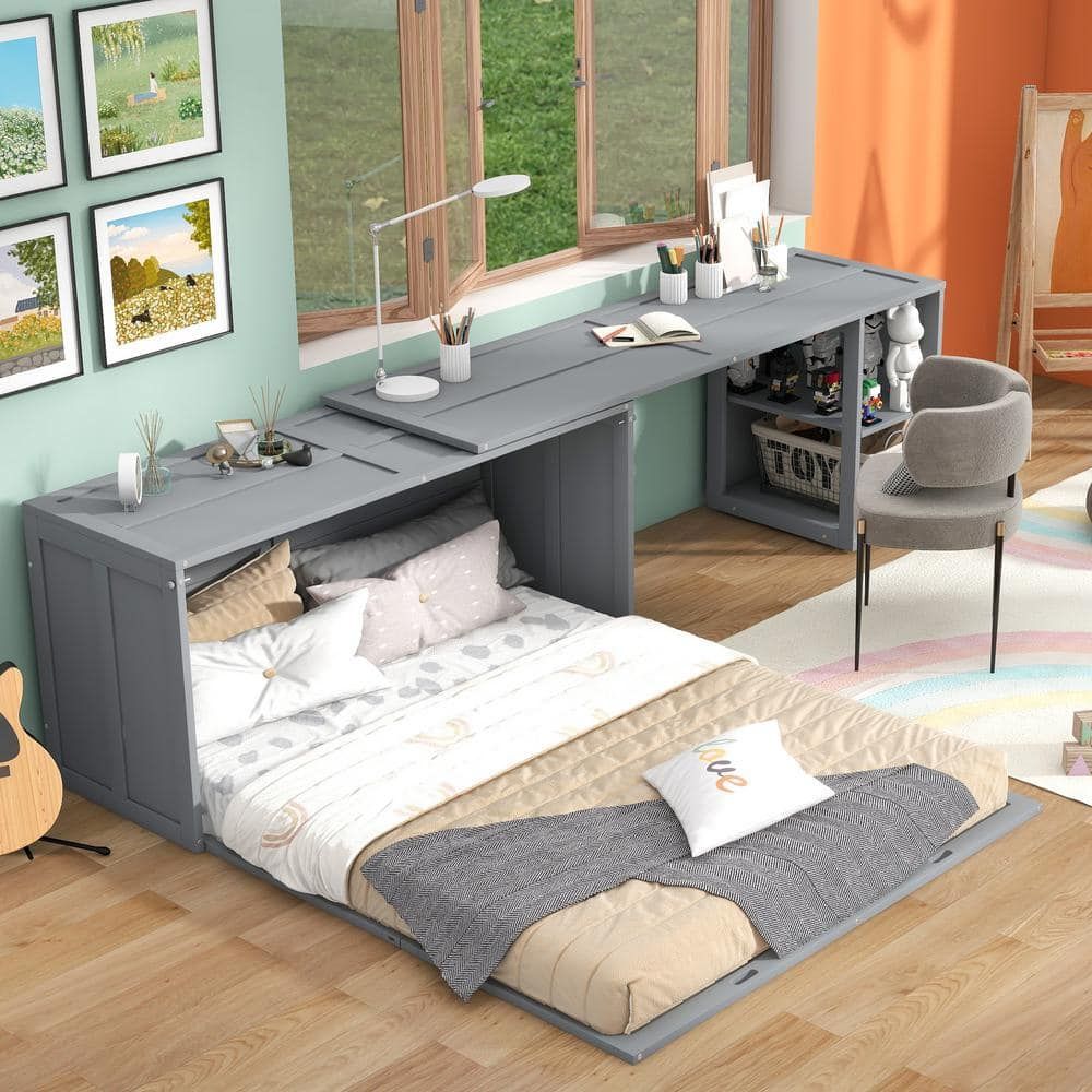 Innovative Murphy Bed Solution: Stylish Desk and Storage Included