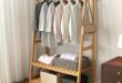 Wooden Clothes Rack With Shelves