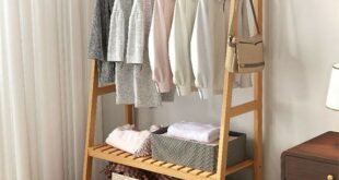 Wooden Clothes Rack With Shelves