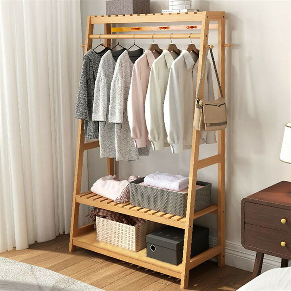 Innovative Wooden Clothes Rack with Shelves: A Stylish and Functional Storage Solution