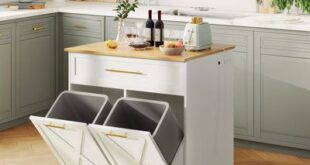 Kitchen Island Cart With Trash Bin