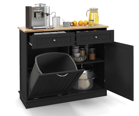 Kitchen Island Cart With Trash Bin