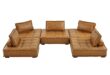 Brown Leather Tufted Sectional Sofa