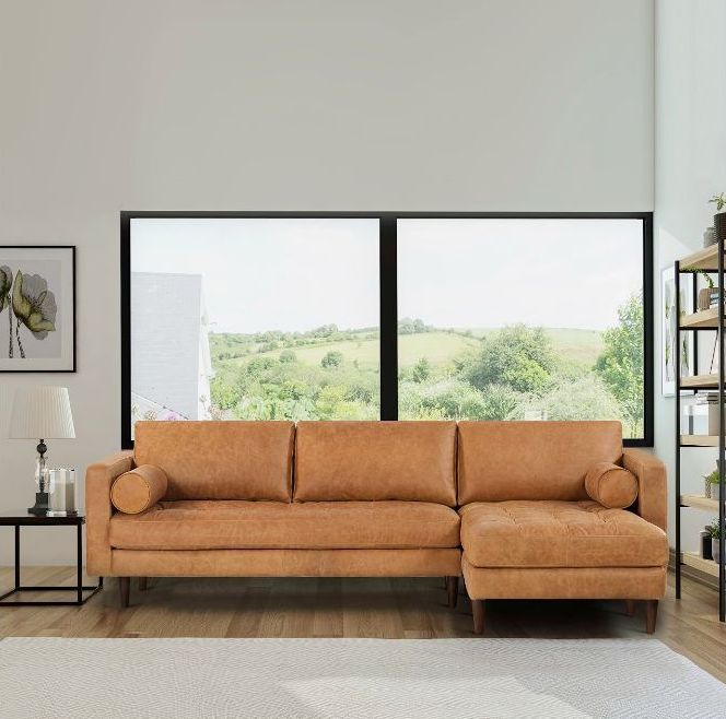 Luxurious Brown Leather Tufted Sectional Sofa: A Timeless Addition to Your Living Room