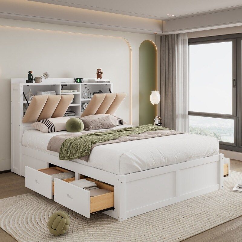 Maximize Your Bedroom Storage with a Bed Frame Featuring Drawers and Shelves